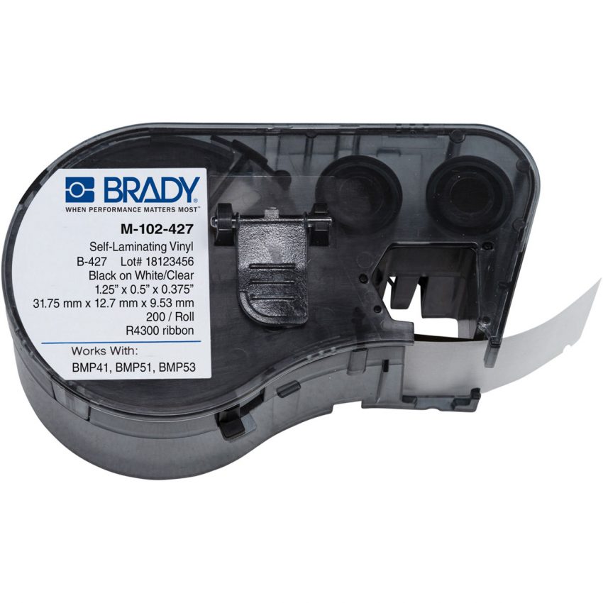 M-102-427 ETIQUETA 1.25 H X 0.5 VINIL AUTOLAMINABLE BLANCA